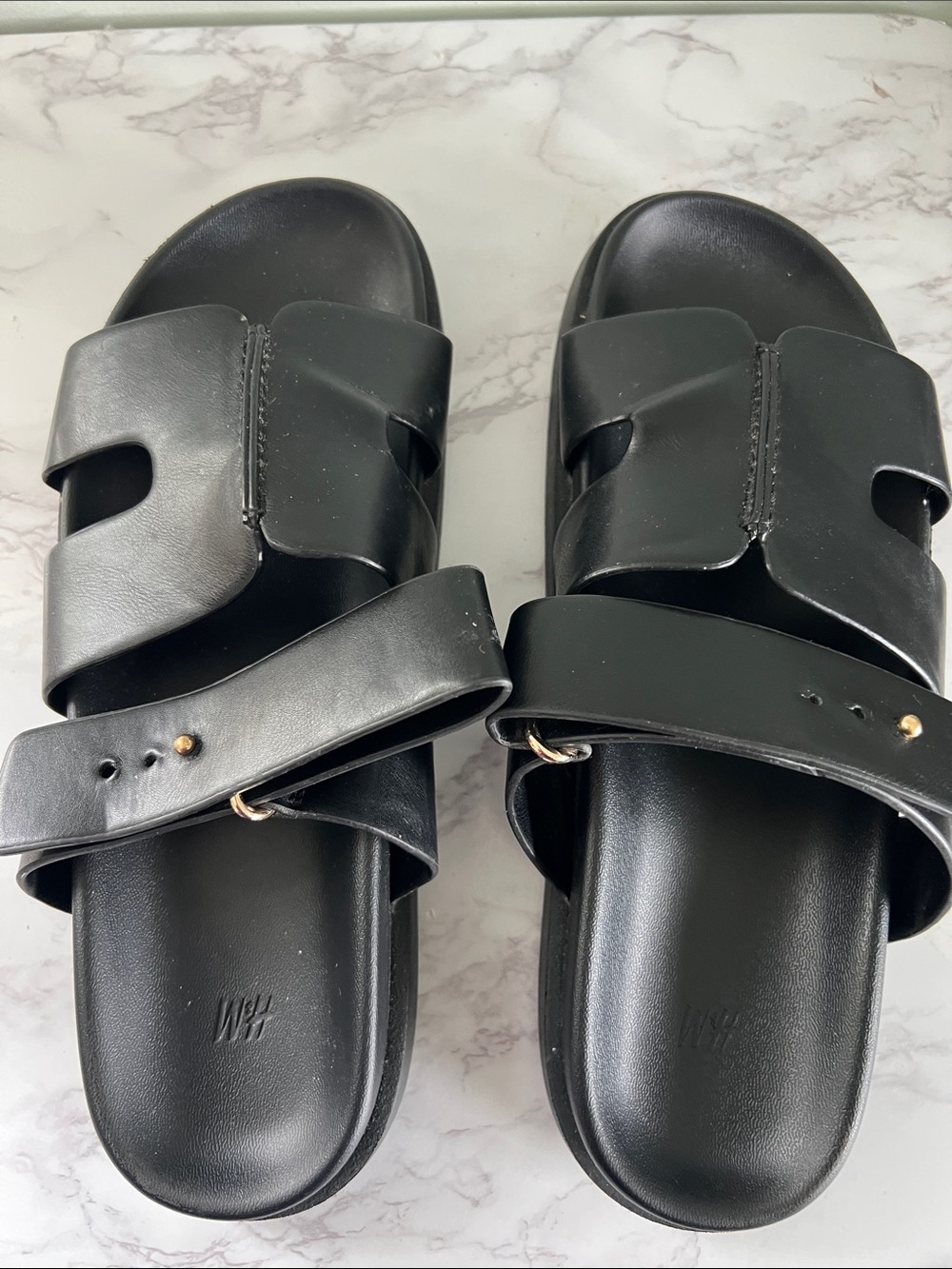 H&M Black Slide Sandals with Buckle Straps